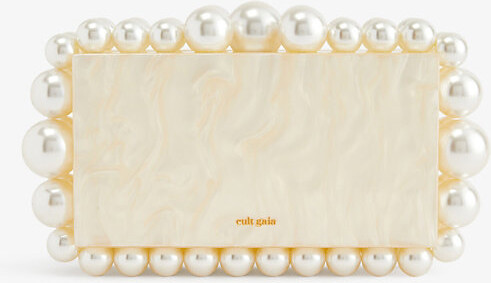Cult Gaia Womens Ivory Eos Faux-Pearl and Acrylic Clutch Bag