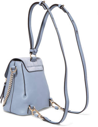 Chloé Faye Mini Textured-leather And Suede Backpack - Light blue