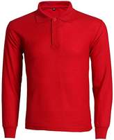 Thumbnail for your product : XI PENG Men's Sport Dress Cotton Long Sleeve Fitted Jersey Polo Shirt