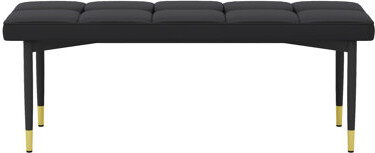 59*17 Inch Multifunctional Black Shoe Bench - Faux PU Cushion, Sturdy Metal Legs With Gold Accents.Suitable For Bedroom,Fitting room, Storage room, Di