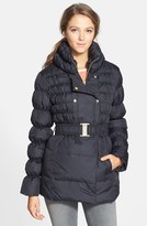 Thumbnail for your product : Via Spiga Belted Double Breasted Ruched & Quilted Coat