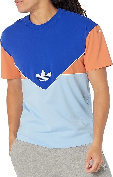 adidas Originals Colorado Short Sleeve T-Shirts Men's Clothing Semi Lucid Blue/Clear Sky/Hazy Copper : SM, Cotton