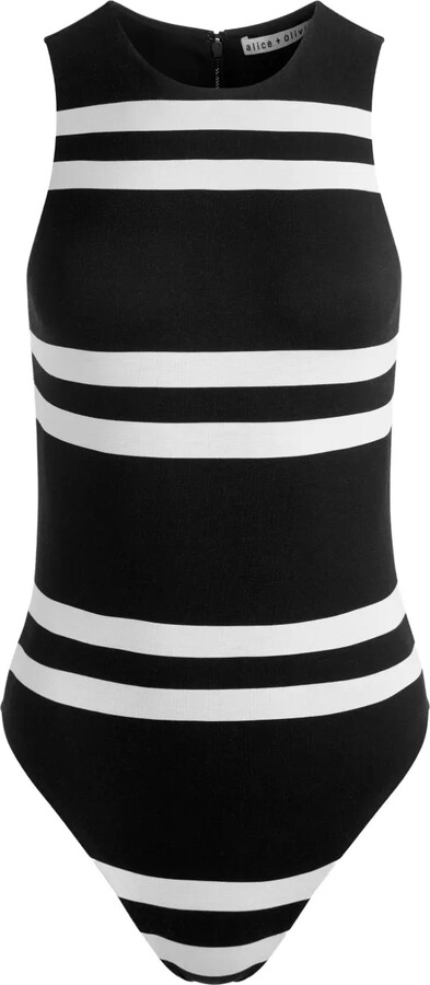 Alice + Olivia Rothy stripe sleeveless bodysuit