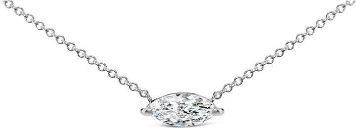 Haus of Brilliance 14K White Gold 1/2 Cttw Marquise Lab-Grown Diamond Solitaire Pendant Necklace