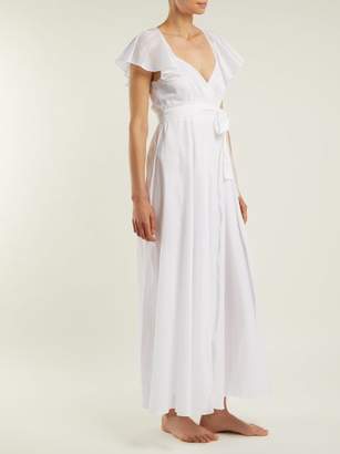 Three Graces London Laurie Fluted Sleeve Cotton Wrap Dress - Womens - White