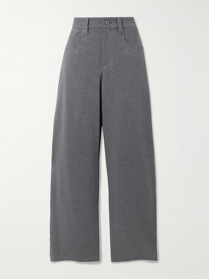 Brunello Cucinelli Cotton-blend Jersey Wide-leg Pants - Gray
