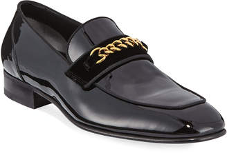 Tom Ford Patent Leather Chain-Link Loafer, Black