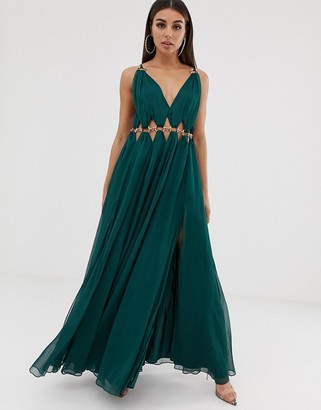 ASOS DESIGN maxi dress with metal circle waist trim