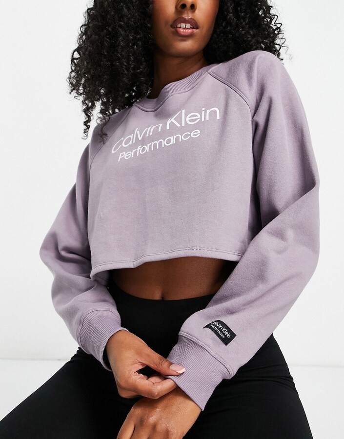 Calvin Klein Performance cropped logo sweatshirt in lilac