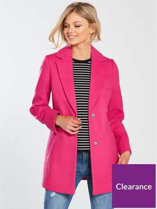 V By Very Petite SIngle Breasted Formal Coat - Pink