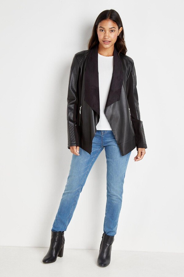 ladies waterfall leather jacket