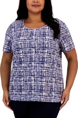 Karen Scott Plus Size Printed Scoop-Neck Top, Created for Macy's