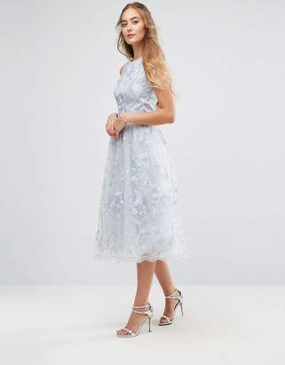 Chi Chi London Tall Lace Midi Dress with 3D Flowers
