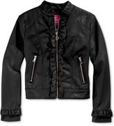 Thumbnail for your product : Dollhouse Girls' Ruffled Quilted Faux-Leather Jacket