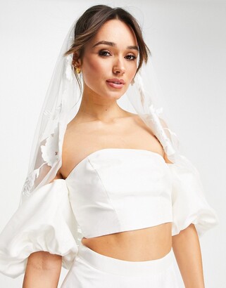 ASOS EDITION hip length floral embroidered veil