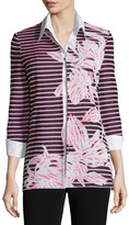 Thumbnail for your product : Misook Floral & Striped 3/4-Sleeve Jacket