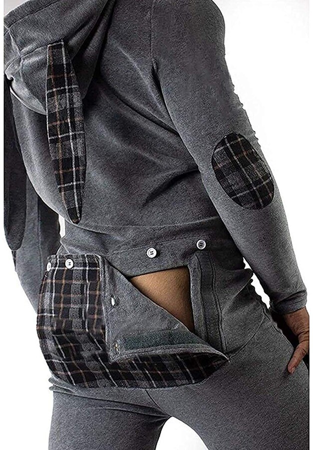 Mens footed pajamas with back flap Clearance