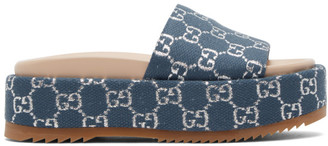 blue gucci platform sandal