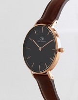 Thumbnail for your product : Daniel Wellington DW00100165 Black Petite Bristol Leather Watch In Brown 32mm