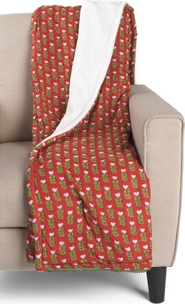 TJMAXX Red Cotton Gauze Hearts Throw, Cotton/Polyester