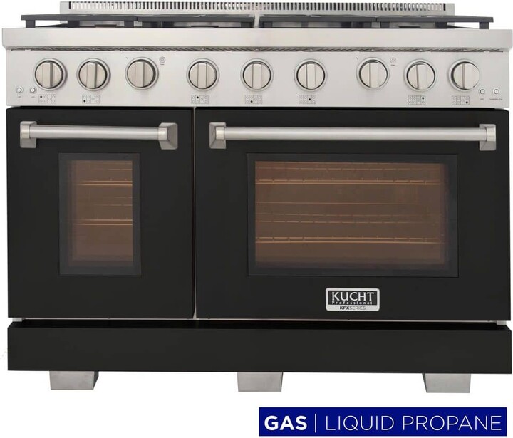 Kucht Professional 48 in. 6.7 cu. ft. Double Oven Gas Range 7 Burners Freestanding Propane Gas Range in Black