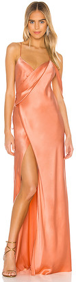 michelle mason strappy cowl wrap gown