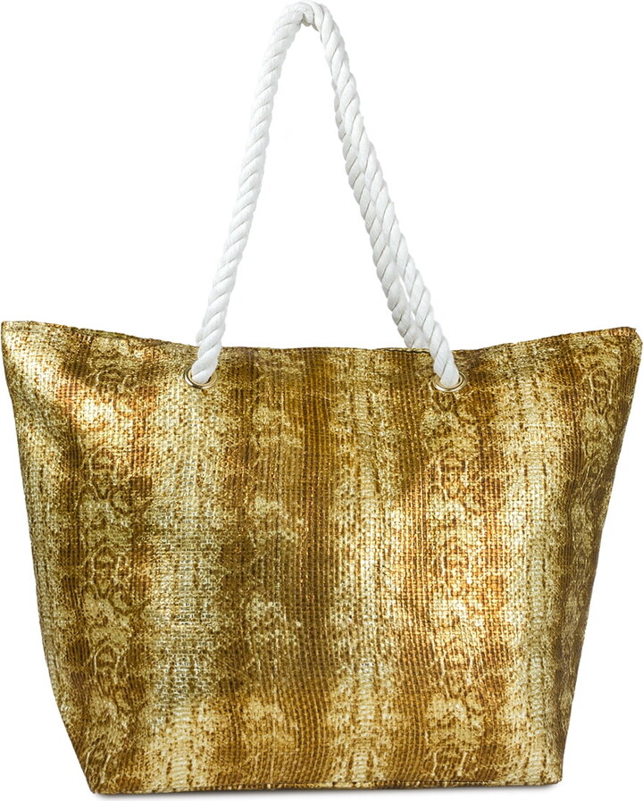 Magid Women’s Adult Straw Rope Beach Tote Bag Bronze
