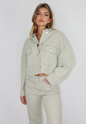 pleated back denim jacket