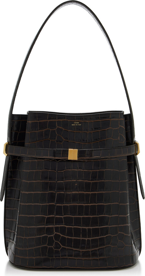 Totême Belted Croco-embossed Bucket Bag