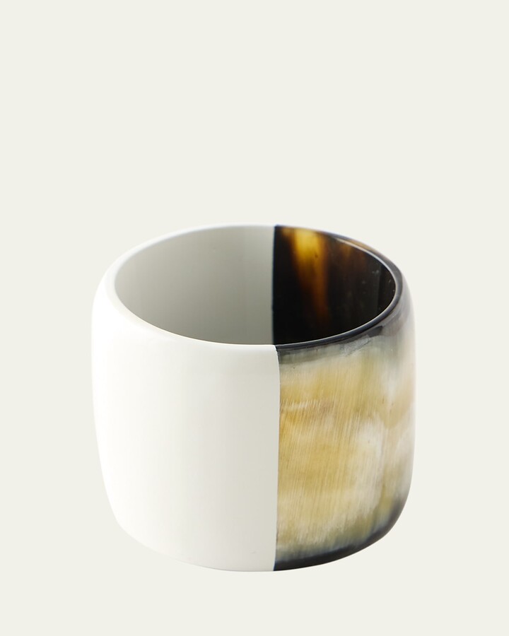 Von Gern Home Horn & White Lacquer Napkin Ring