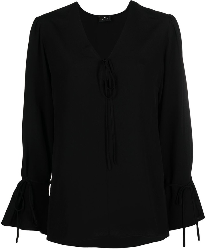 Black Silk Blouse Long Sleeve | ShopStyle