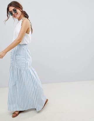 ASOS Design DESIGN cotton maxi skirt with pockets in stripe