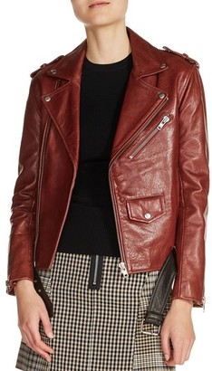 Maje Belted Leather Jacket