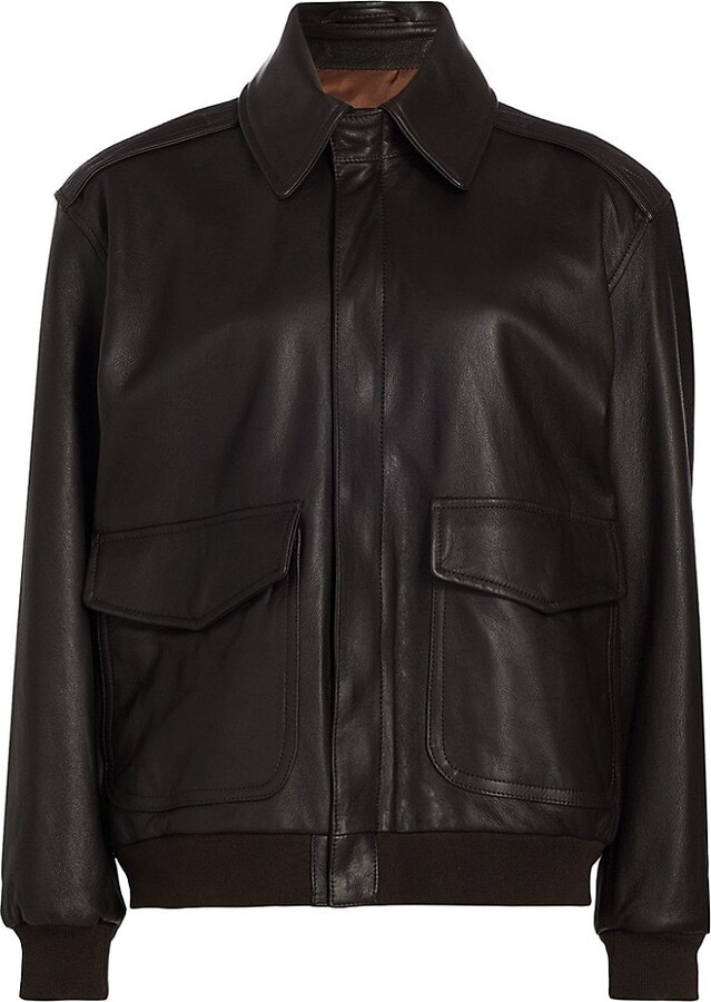 HommeGirls Leather Bomber Jacket ShopStyle
