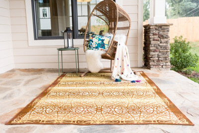 Dakota Fields Dylan Geometric Beige/Dark Brown Indoor/Outdoor Area Rug