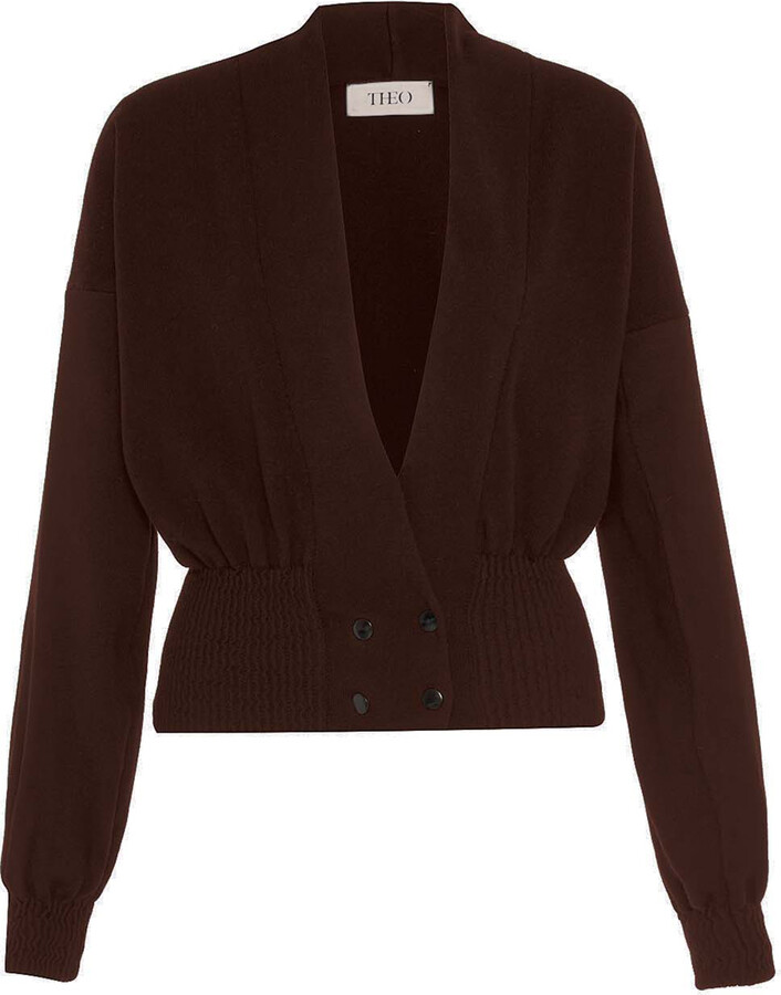 Theo the Label Brown Nomia Ribbed Waist Cardigan - Koffee