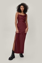 Thumbnail for your product : Nasty Gal Womens One Shoulder Cowl Neck Satin Maxi Dress - Red - 14