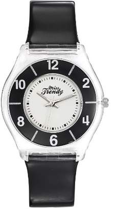 Miss Trendy Girl's Quartz Watch with White Dial Analogue Display and Plastic Black - KL 294
