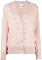 Thumbnail for your product : Barrie Floral-Embroidered Cashmere Cardigan