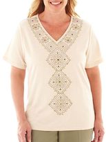 Thumbnail for your product : Alfred Dunner Call of the Wild Short-Sleeve Embroidered-Center Top - Plus