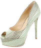 Thumbnail for your product : Brian Atwood Snakeskin Peep-Toe Pumps