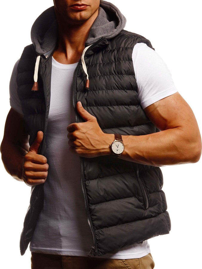 Leif Nelson LN737 Men's Outdoor Summer Quilted Vest Black Down Vest