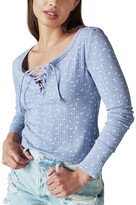 Thumbnail for your product : Lucky Brand Ribbed Lace-Up Long-Sleeve Top
