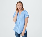 Thumbnail for your product : Denim & Co. Printed Stretch Crepe V-Neck Top with Flutter Sleeve