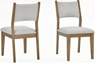 Red Barrel Studio Darla Set of 2 Walnut Oak Dining Side Chairs with Light Gray Fabric Perfect for Modern and Comfortable Seating