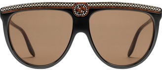 Gucci Eyewear Crystal Embellished Oversized Sunglasses