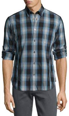 John Varvatos Mitchell Slim-Fit Scratch-Check Sport Shirt, Blue