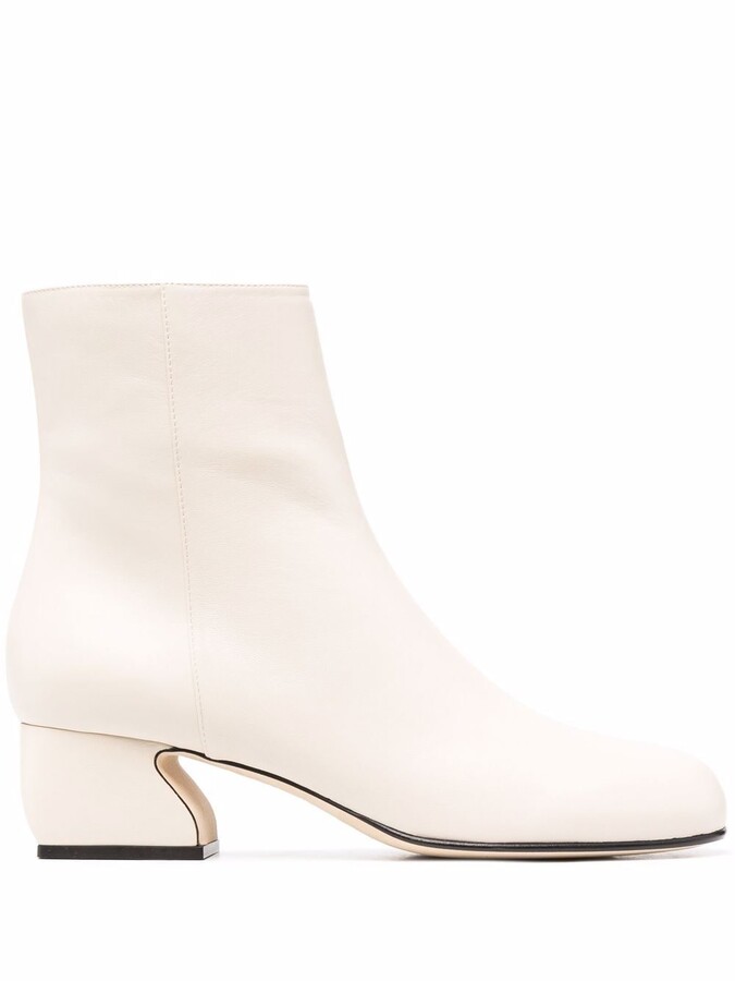 low heel leather booties