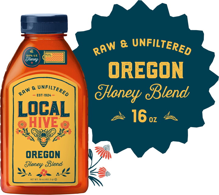 Local Hive, Raw & Unfiltered, 100% U.S. Oregon Honey Blend, 16 oz Bottle