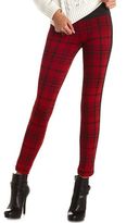 Thumbnail for your product : Charlotte Russe Faux Leather-Striped Plaid Skinny Pants